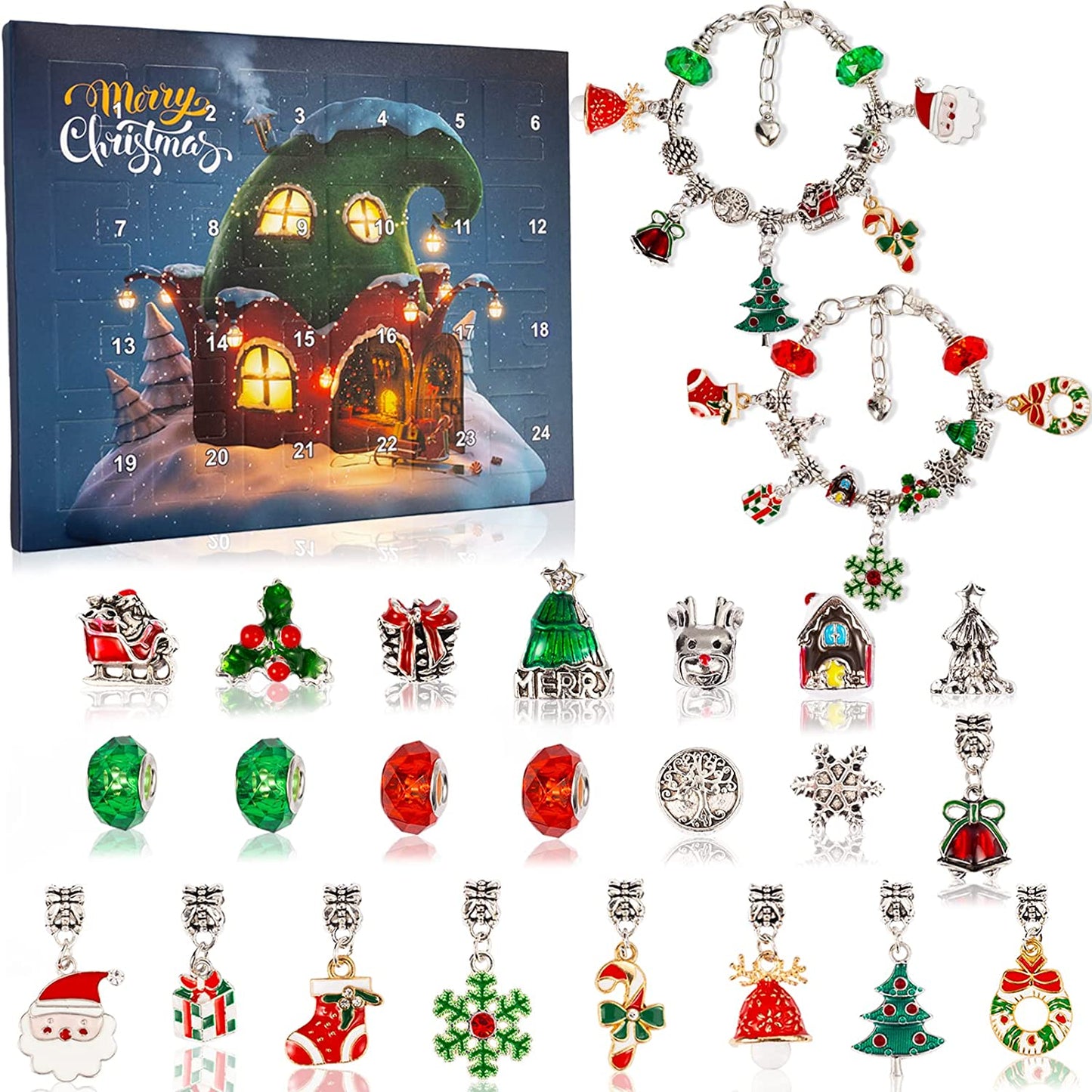 Christmas Pre Sale 78% OFF --24 Pcs DIY Christmas Advent Calendar Bracelets Set