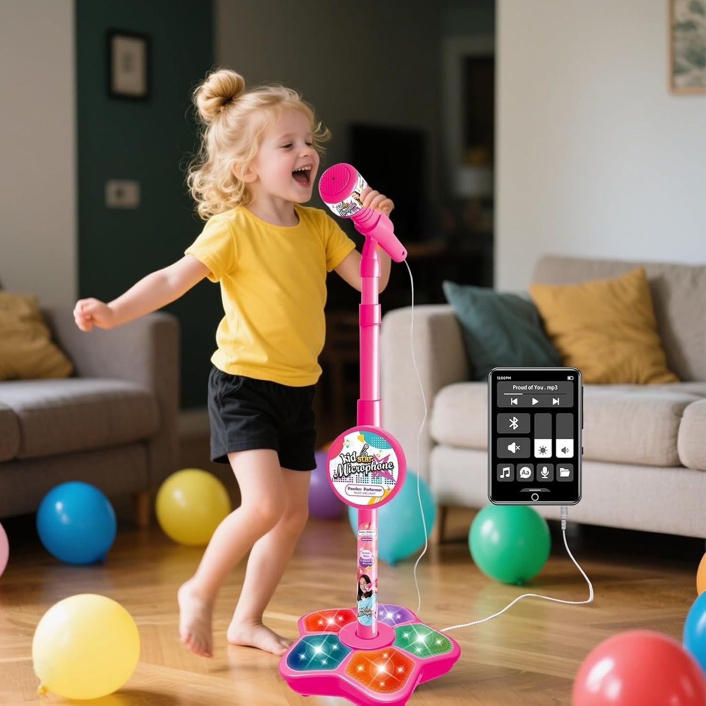 🎄Christmas Sale 49% OFF! 🎤Microphone Toy, Karaoke Machine Toy with Light🎁Perfect Gift for Children🎁