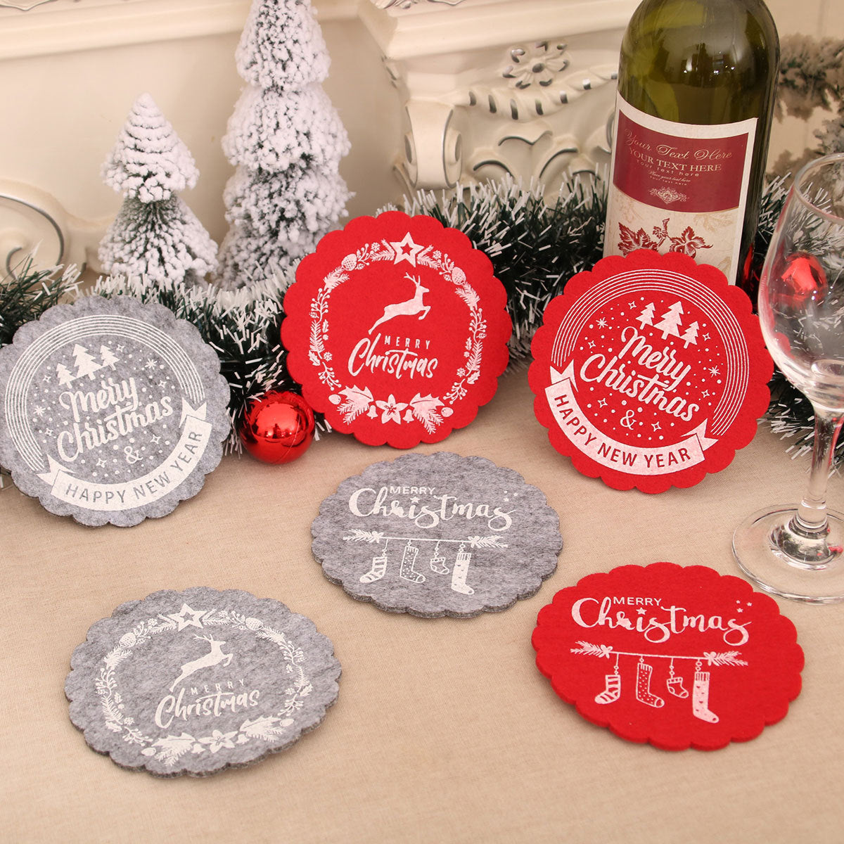 🔥Christmas Hot Sale | 🎄Felt Christmas Coasters