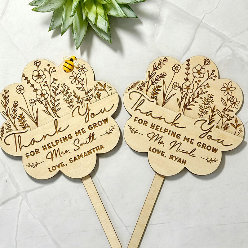 Personalized Thank You For Helping Me Grow Teacher Gift Card Holder