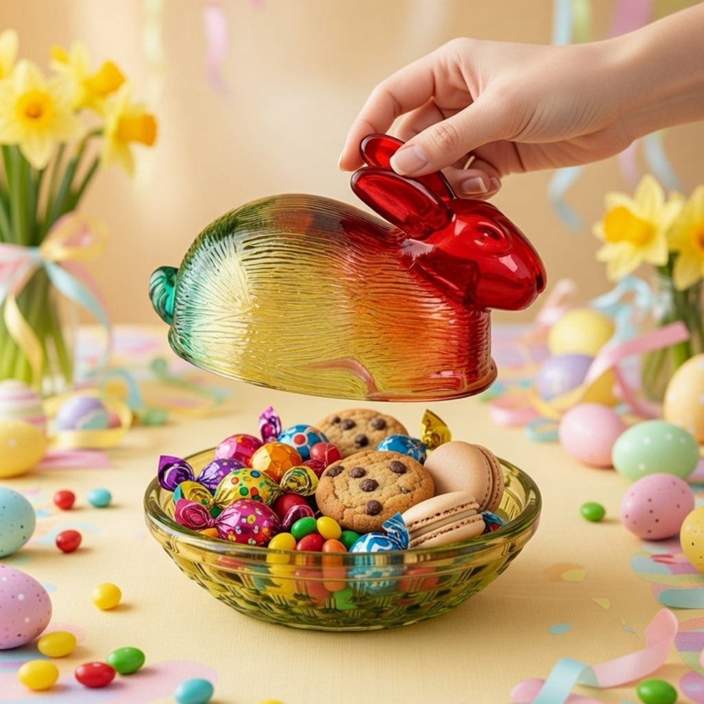 Easter Covered Crystal Bunny Candy Jar