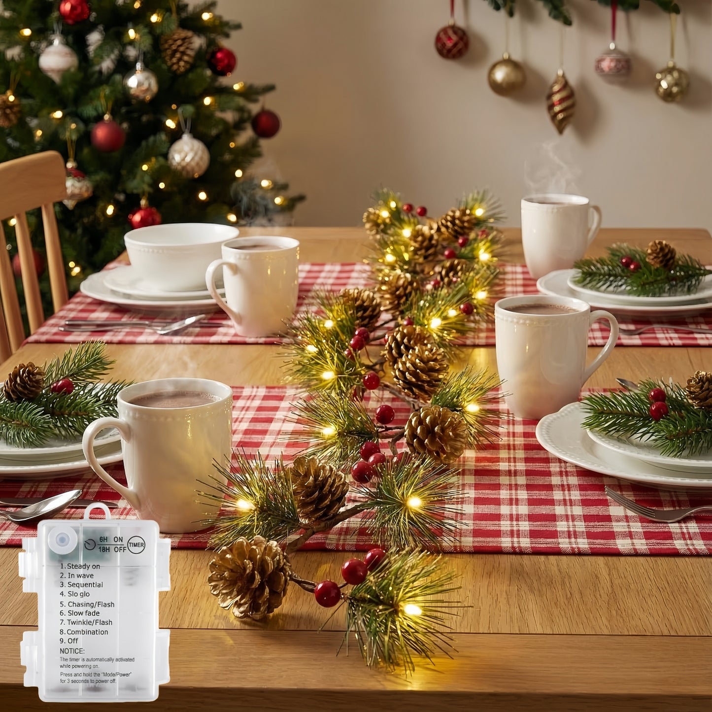 Christmas PineCones String Lights with Timer (6.56Ft 20 LED)
