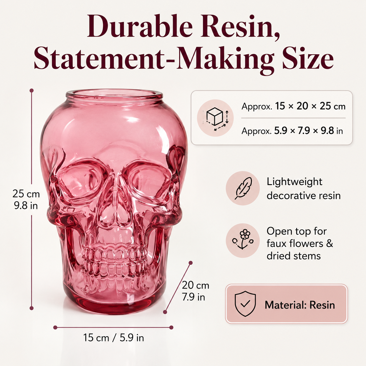 Translucent Skull Flower Vase