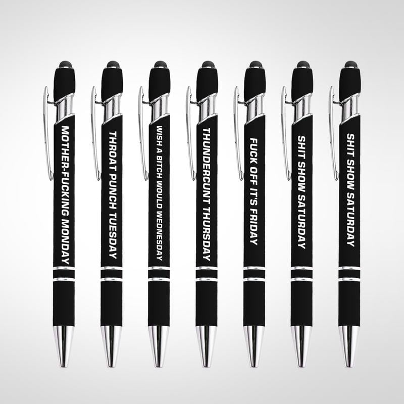 🔥Last Day Promotion 50% OFF💝Funny Stress-Relief Daily Quotes Metal Ballpoint Pen Set (7 Pcs) | 🎁Office Christmas Gift Exchange