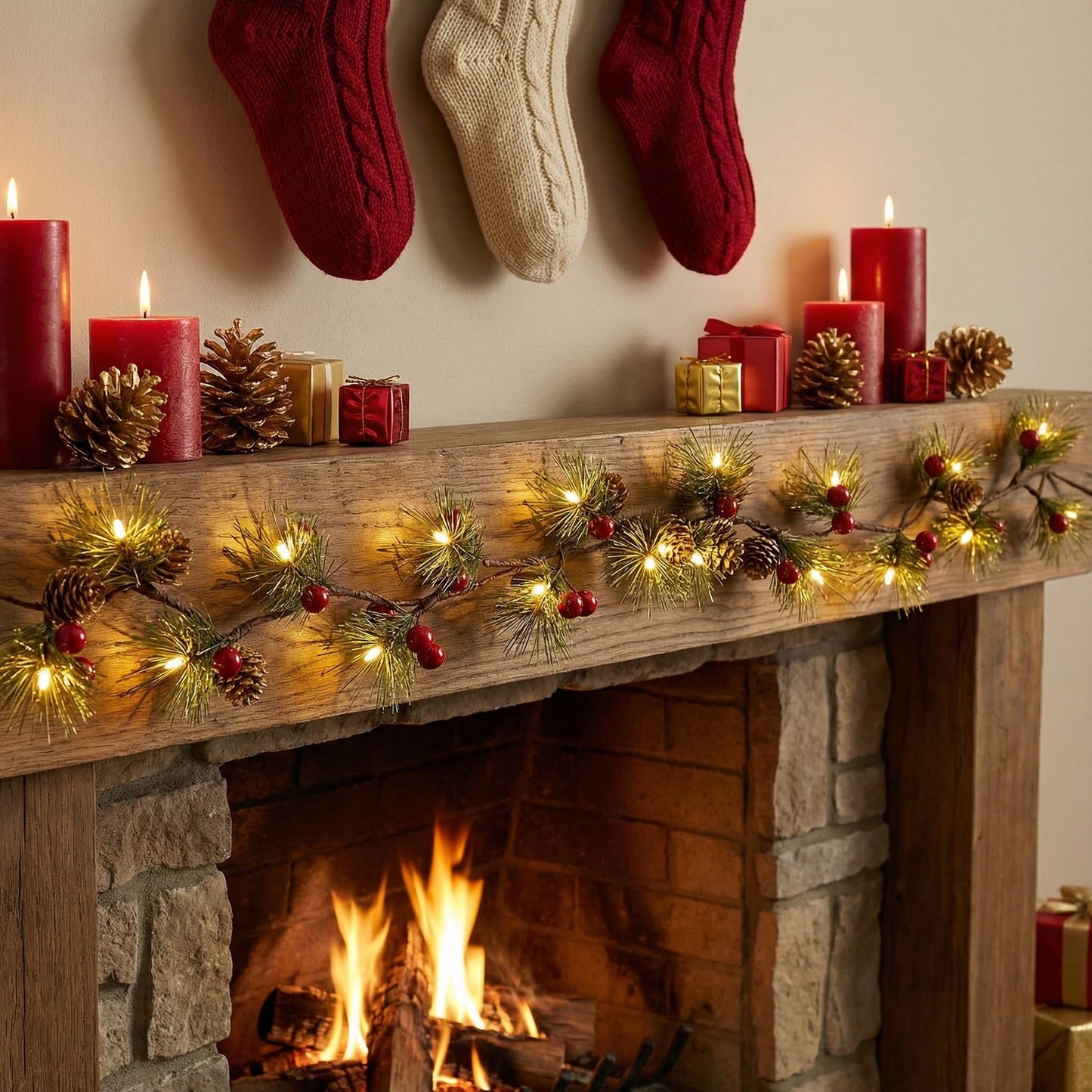 Christmas PineCones String Lights with Timer (6.56Ft 20 LED)