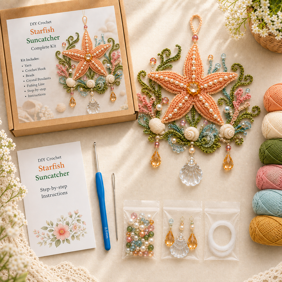🌊 Ocean Treasures DIY Crochet Suncatcher Kit