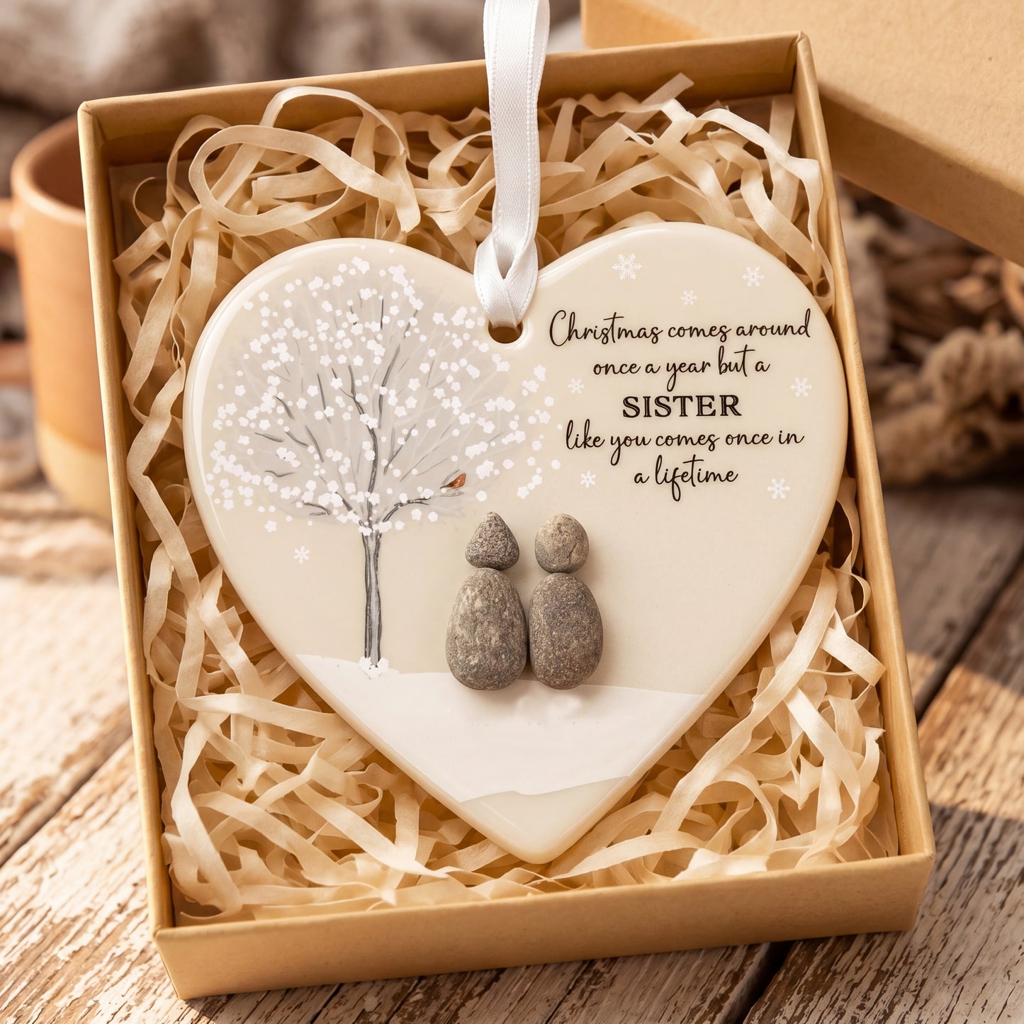 Sister Pebble Bauble - Sister Christmas Decoration