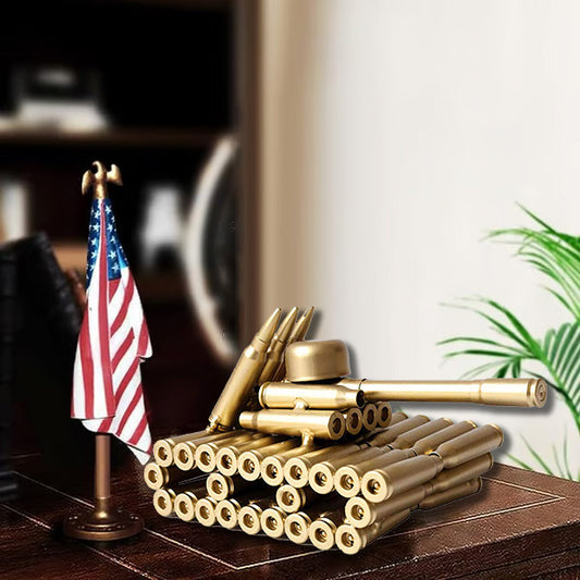 Bullet Shell Casing Shaped Army Tank Metal Sculpture Military Gifts