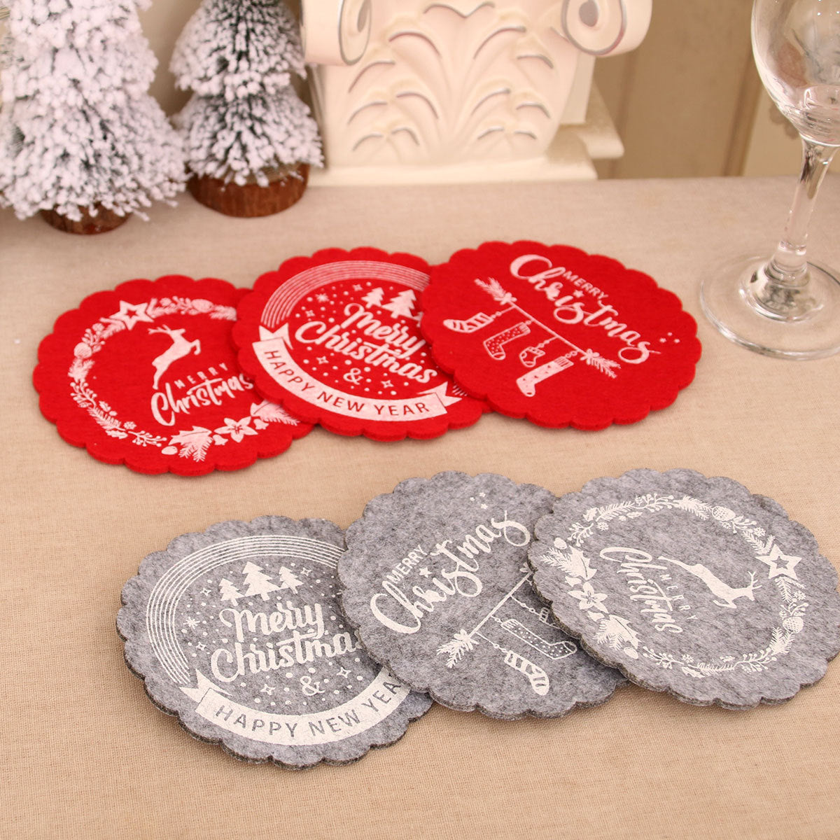 🔥Christmas Hot Sale | 🎄Felt Christmas Coasters