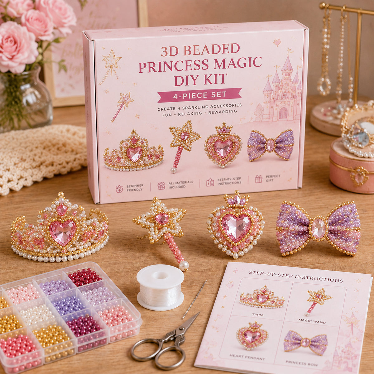 🧵✨ 3D Beaded Floral Garden DIY Kit 🌸