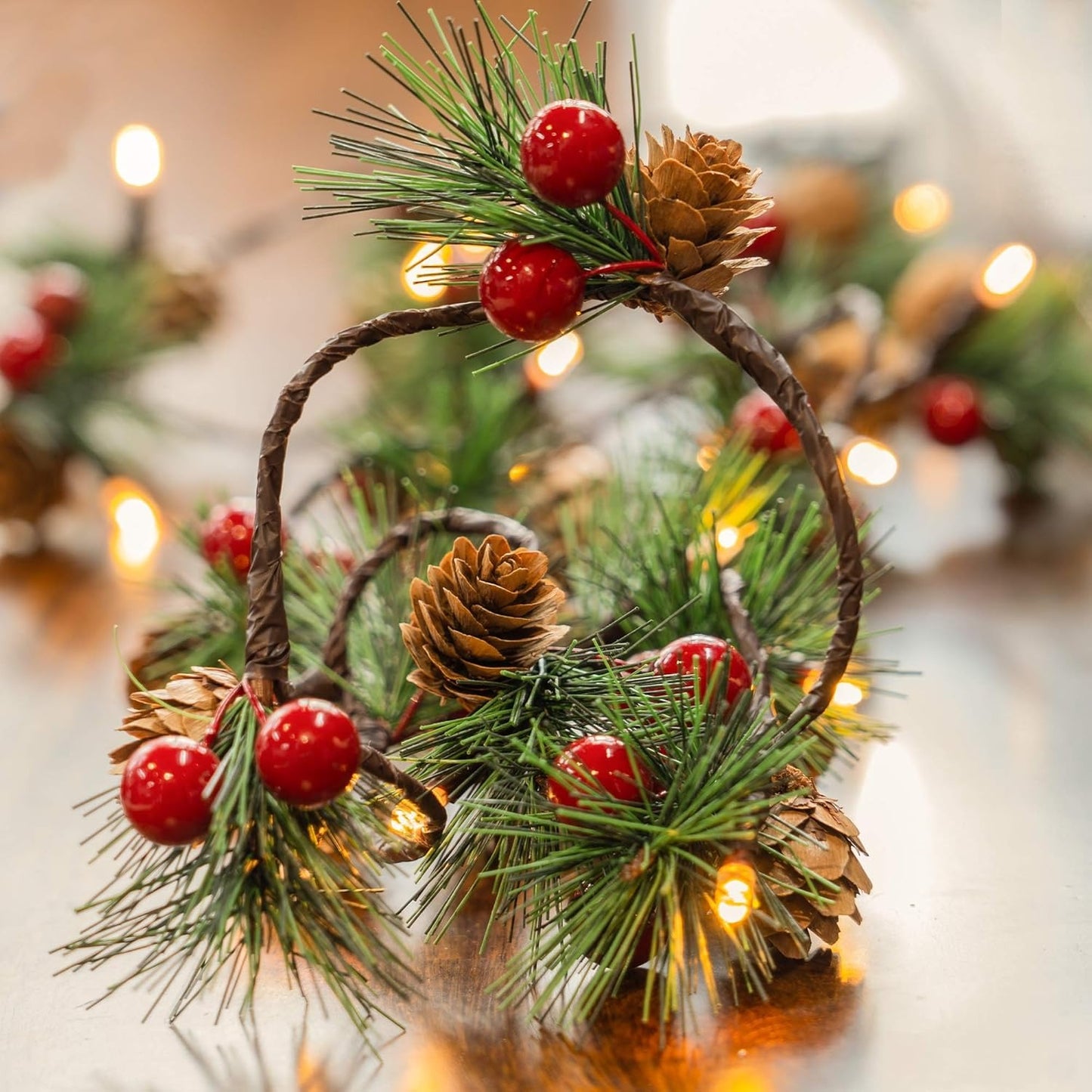 Christmas PineCones String Lights with Timer (6.56Ft 20 LED)