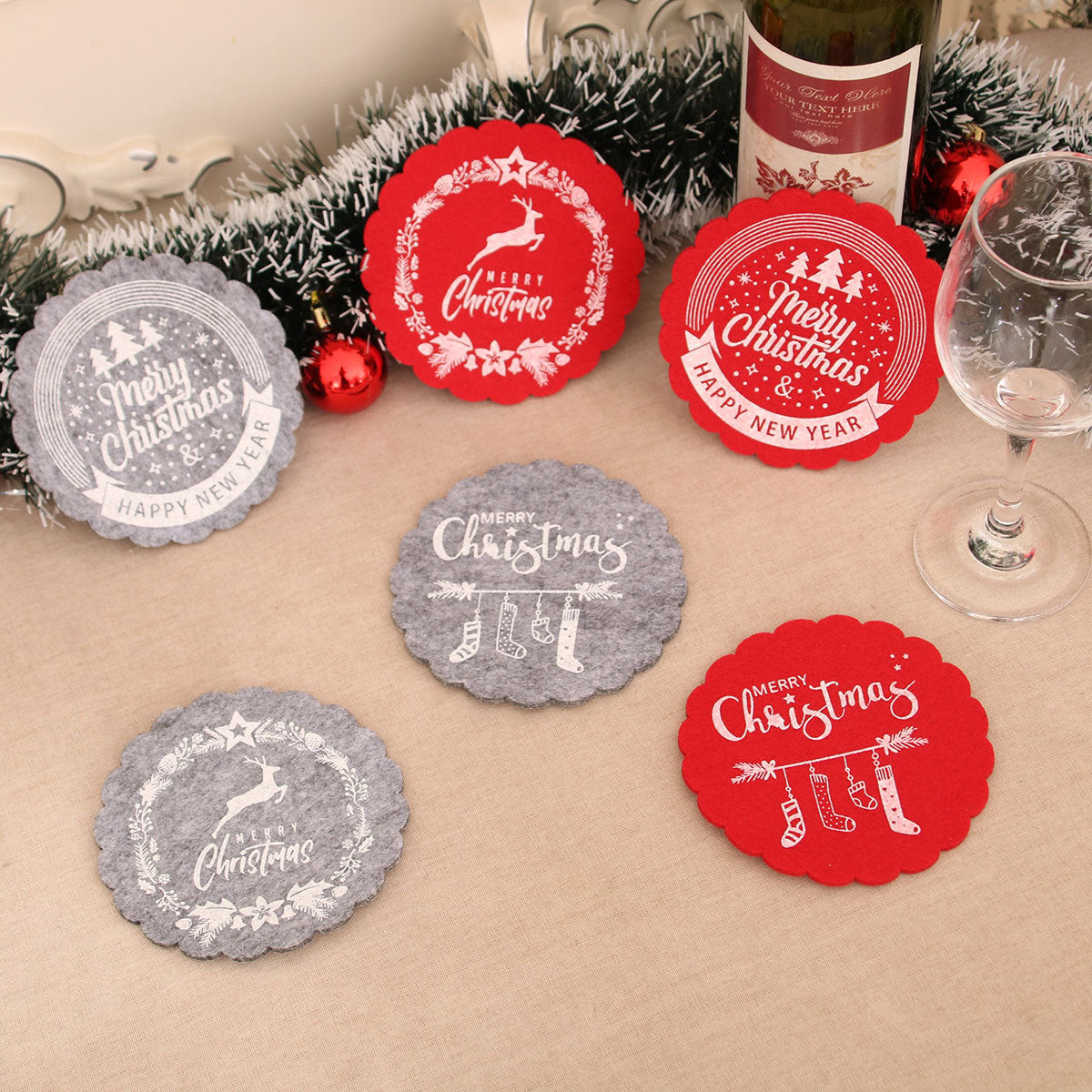 🔥Christmas Hot Sale | 🎄Felt Christmas Coasters
