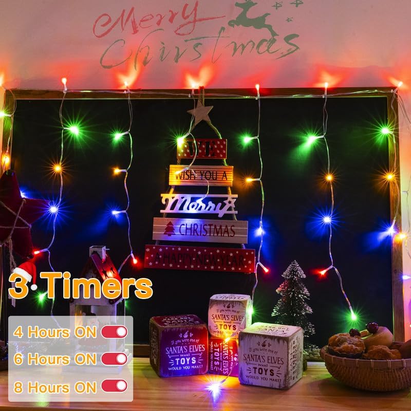33 FT LED Christmas Icicle Lights with Remote