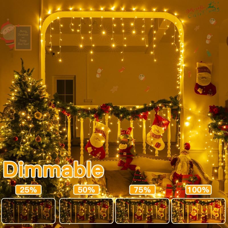 33 FT LED Christmas Icicle Lights with Remote