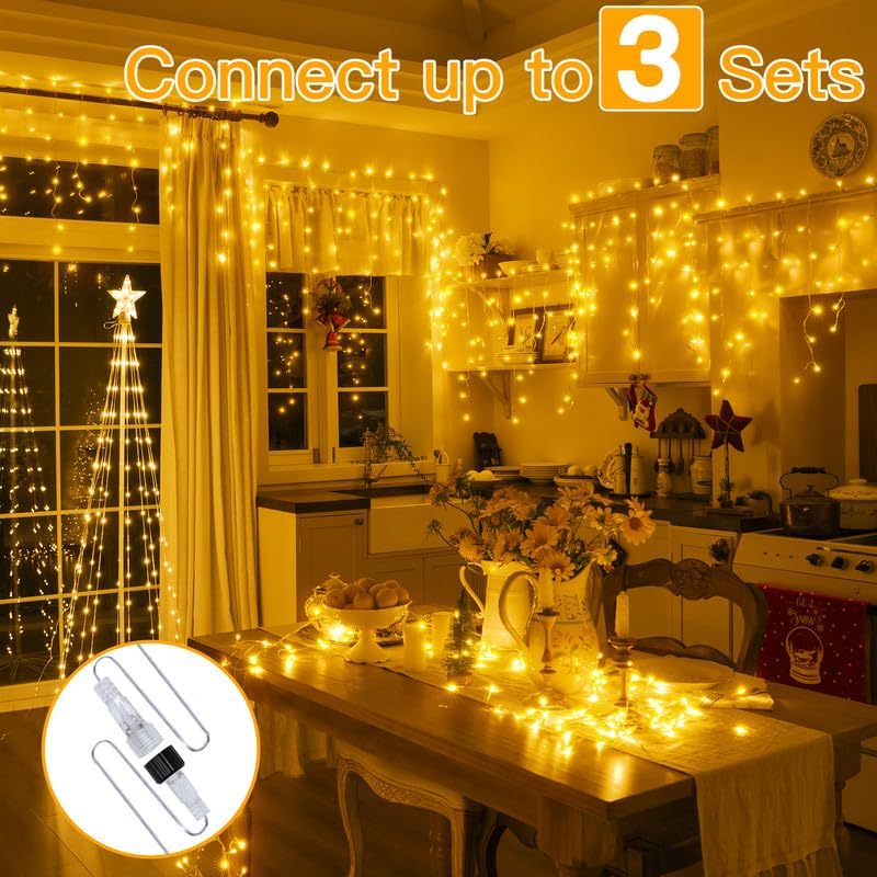 33 FT LED Christmas Icicle Lights with Remote