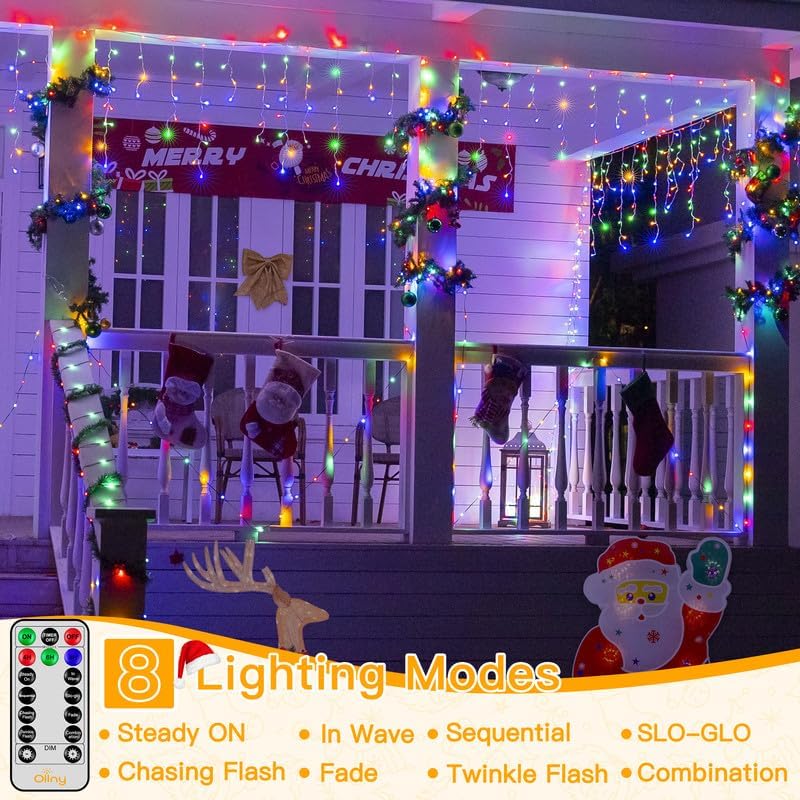 33 FT LED Christmas Icicle Lights with Remote