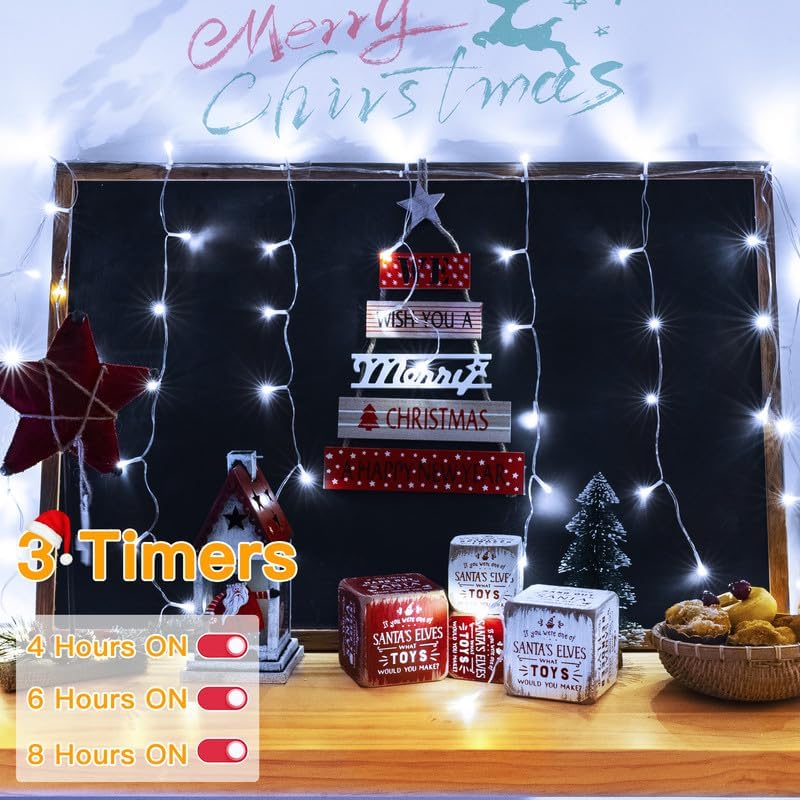33 FT LED Christmas Icicle Lights with Remote