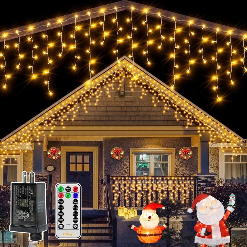 33 FT LED Christmas Icicle Lights with Remote