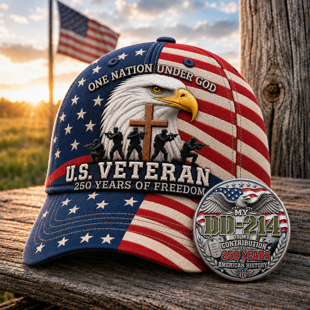 U.S. Veteran Hat & DD-214 Coin Gift Set