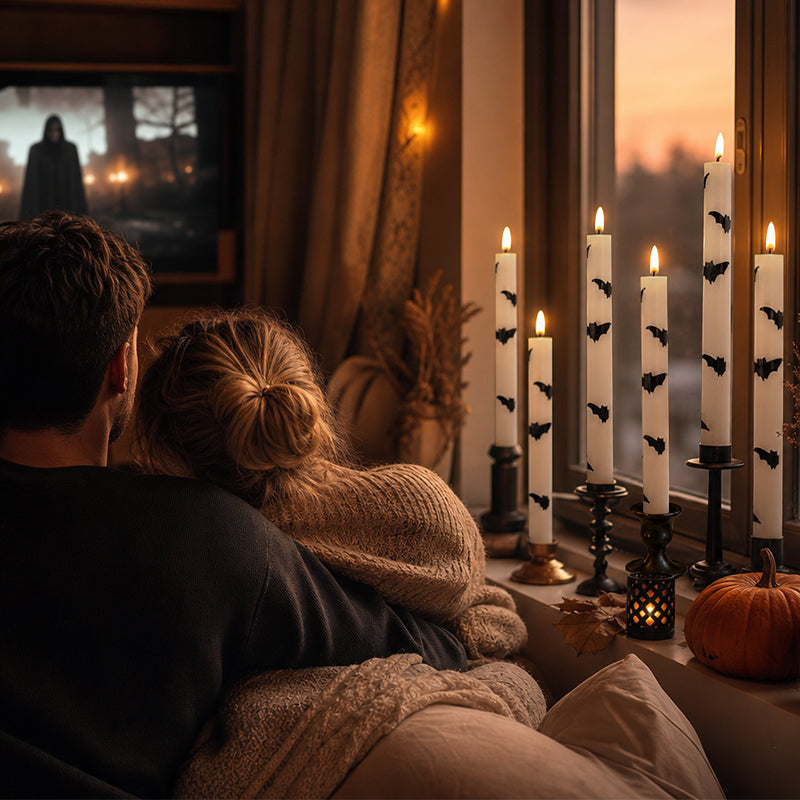 🎃 Spooky & Safe: Halloween Bat LED Taper Candles 🦇