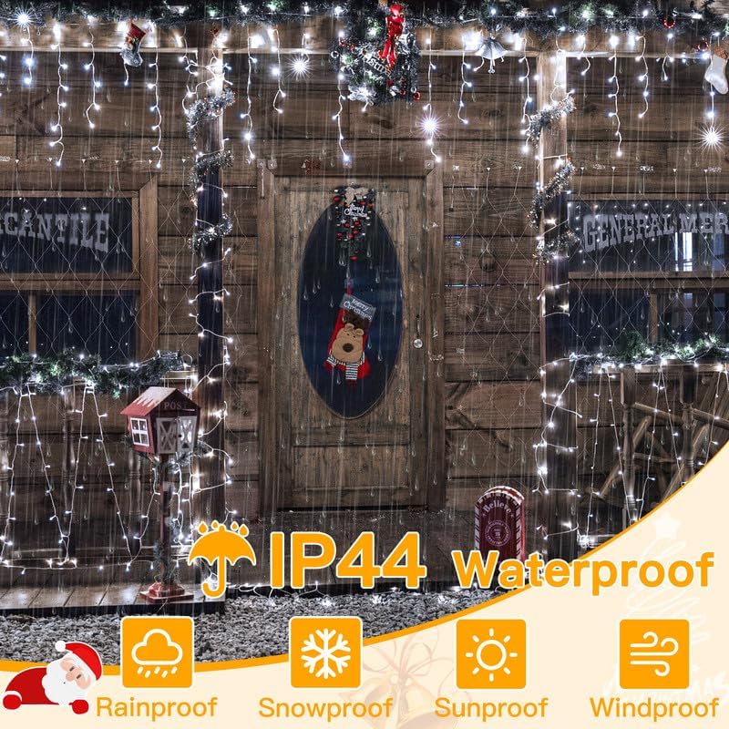 33 FT LED Christmas Icicle Lights with Remote
