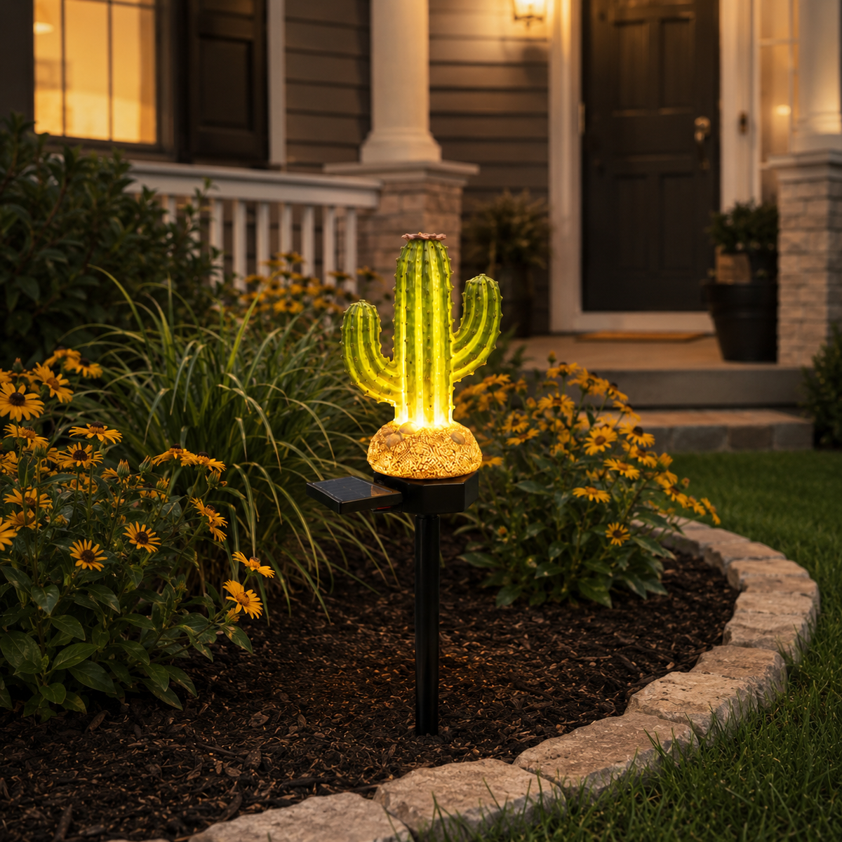Solar Cactus Garden Stake Light