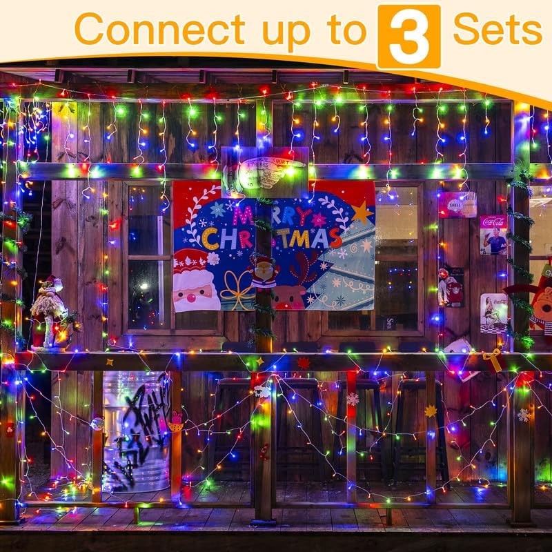 33 FT LED Christmas Icicle Lights with Remote