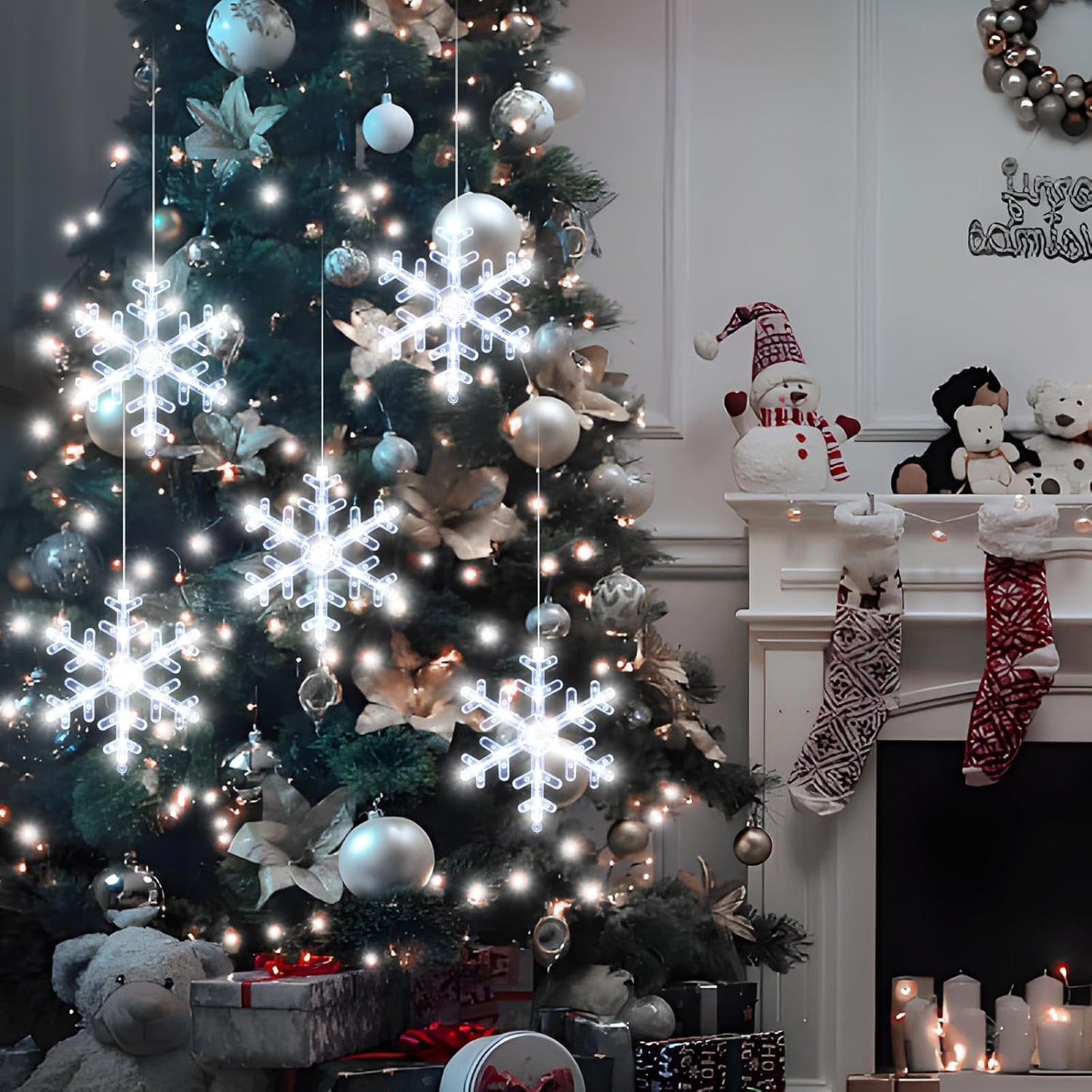 5-Pack Christmas Snowflake Window Lights with Timer