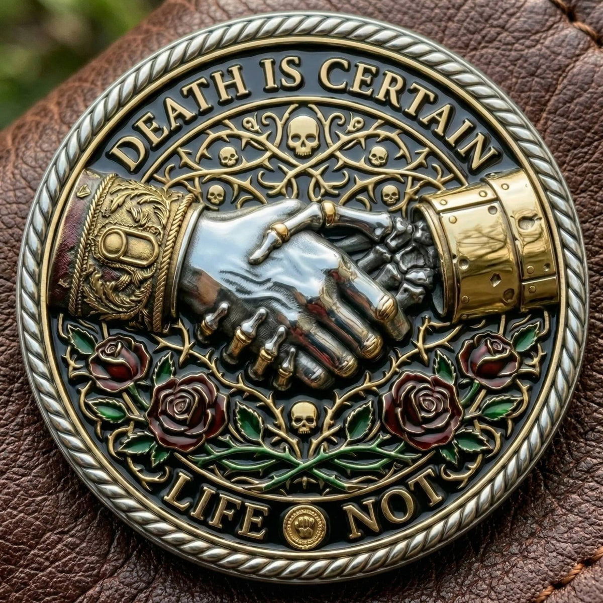 🌹💀Memento Mori Reflection 💎3D Carving Collector-Grade Coin