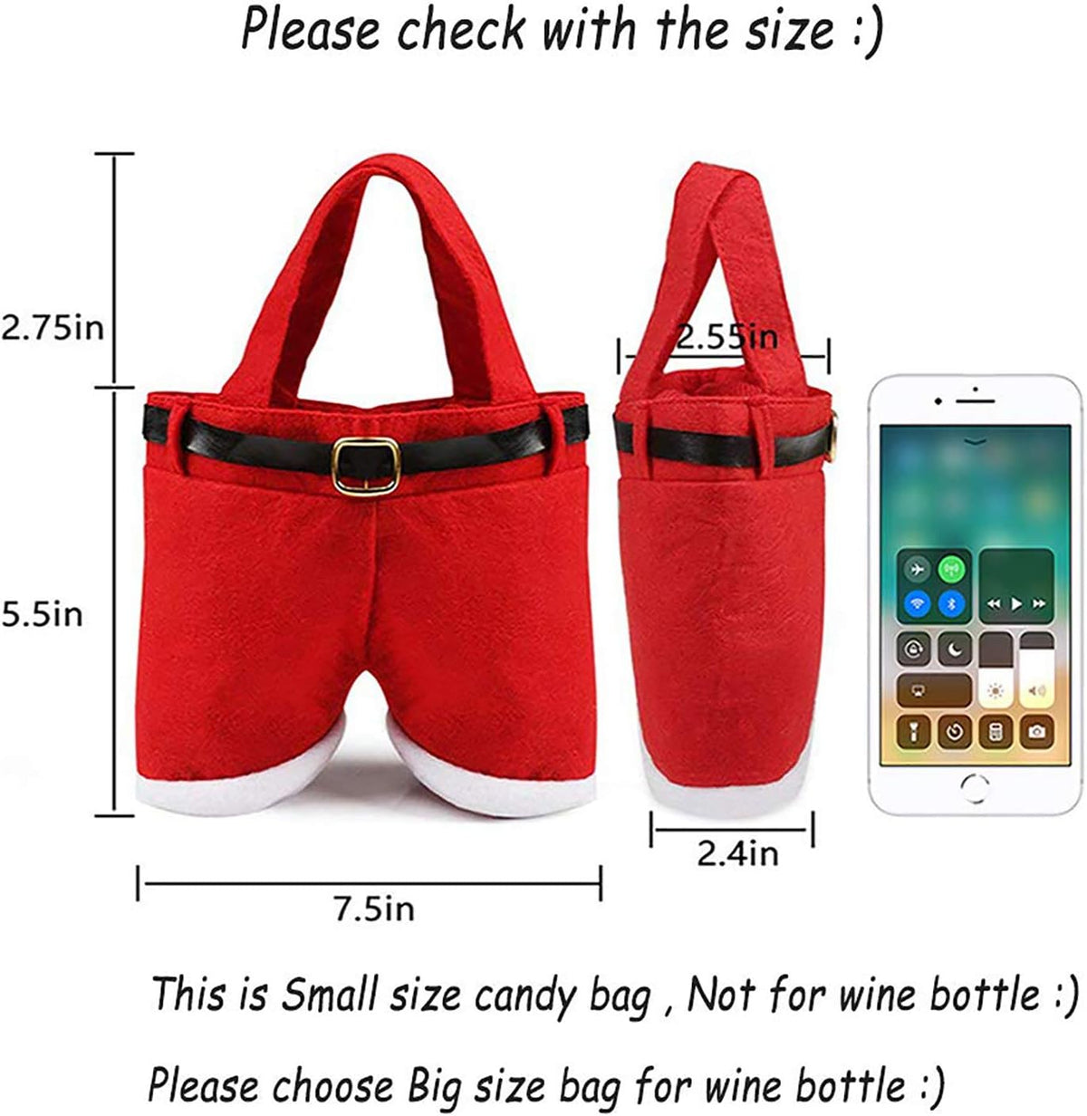 6PCS Santa Pants Christmas Gift and Treat Bags