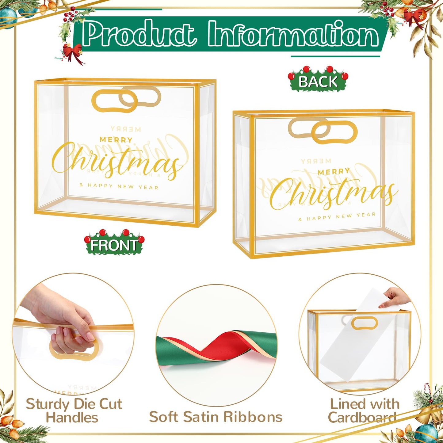 9 Pcs Christmas Clear Gift Bags
