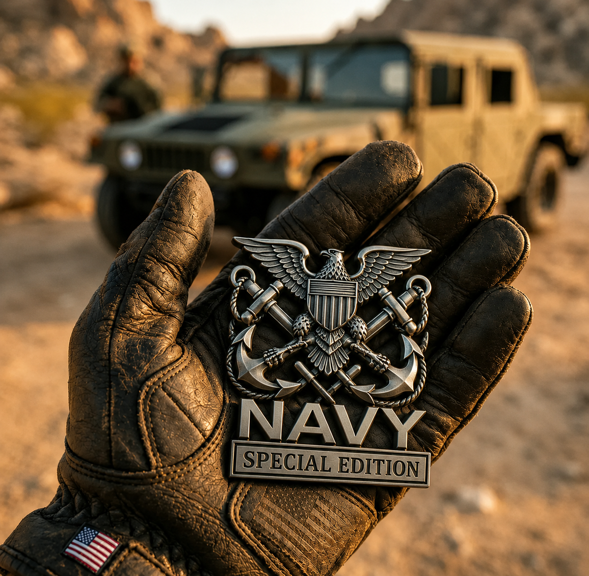 🏆LIMITED EDITION✨U.S. Army, Navy, Air Force & Marine Corps Special Edition Eagle Chrome Metal Badge