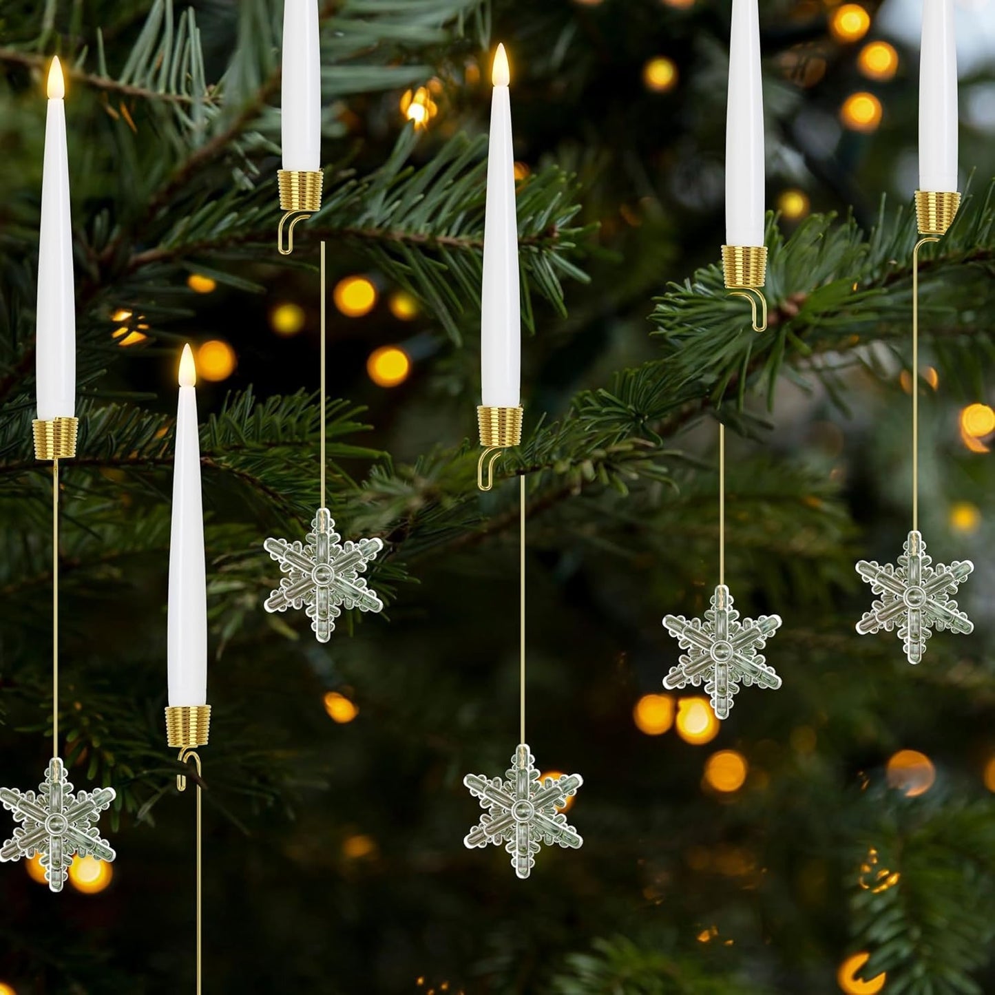 🎄Early Christmas Sale🔥6-Pack Christmas Tree Candles with Crystal Hook