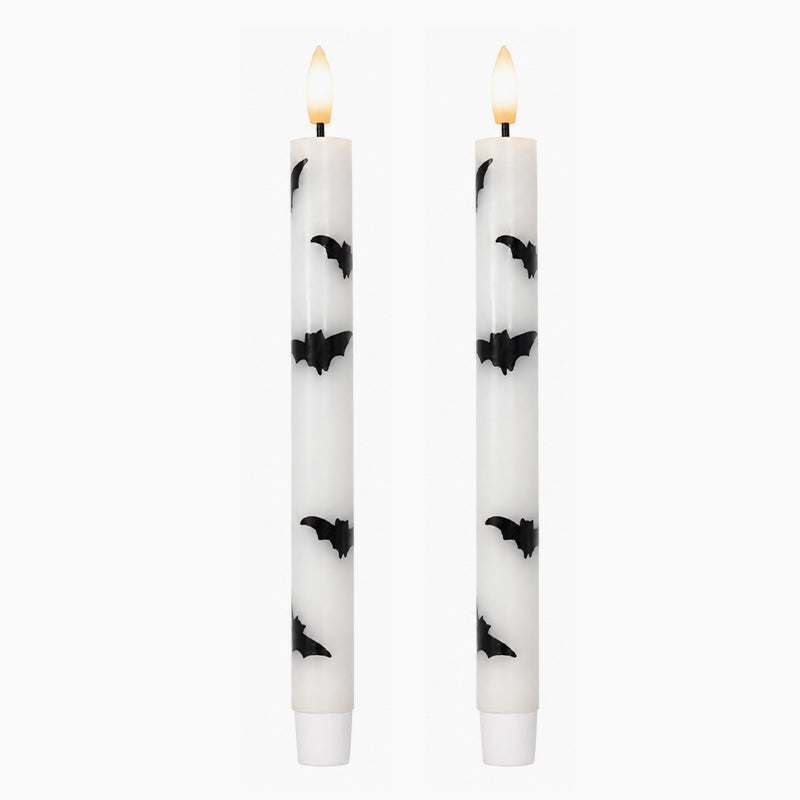 🎃 Spooky & Safe: Halloween Bat LED Taper Candles 🦇