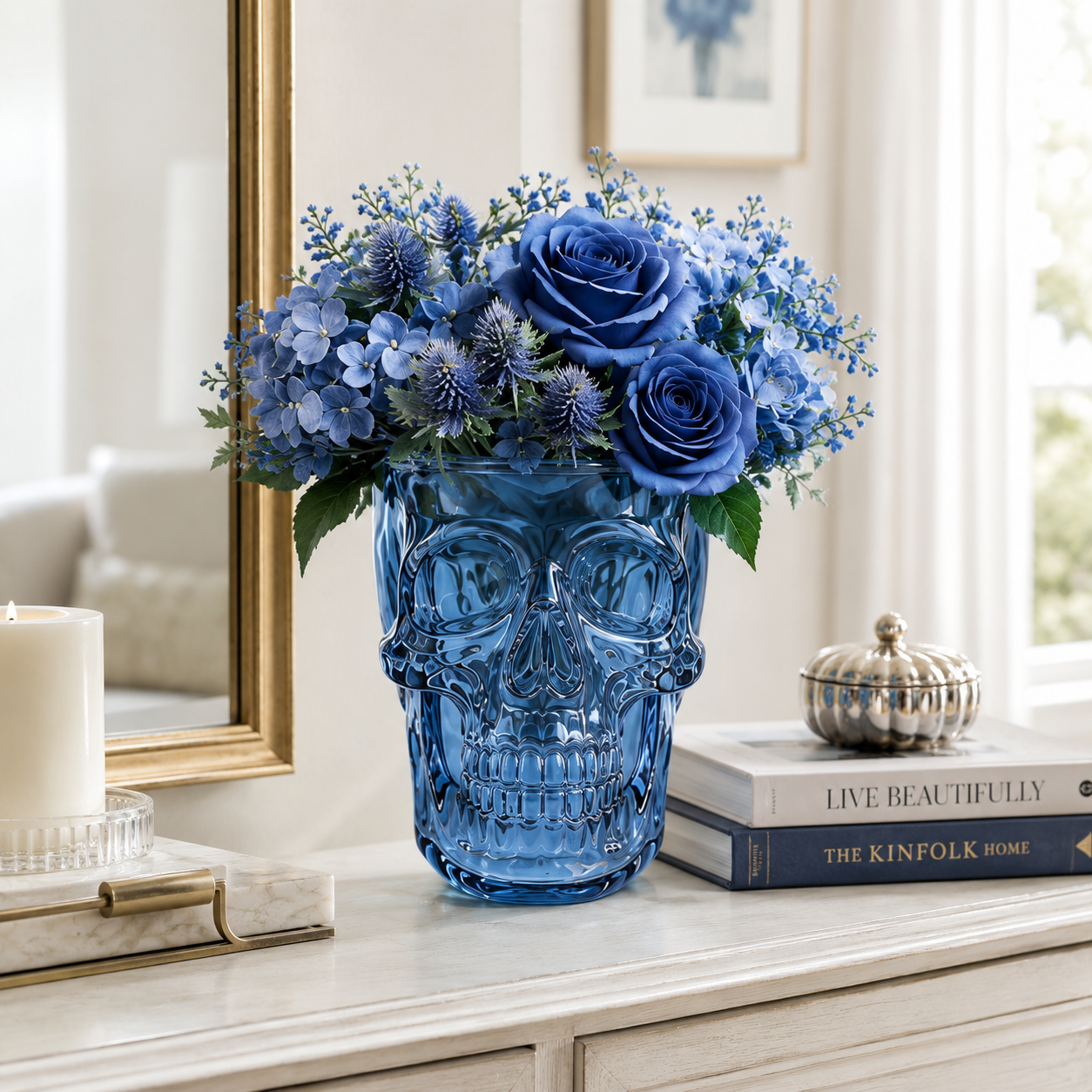 Translucent Skull Flower Vase