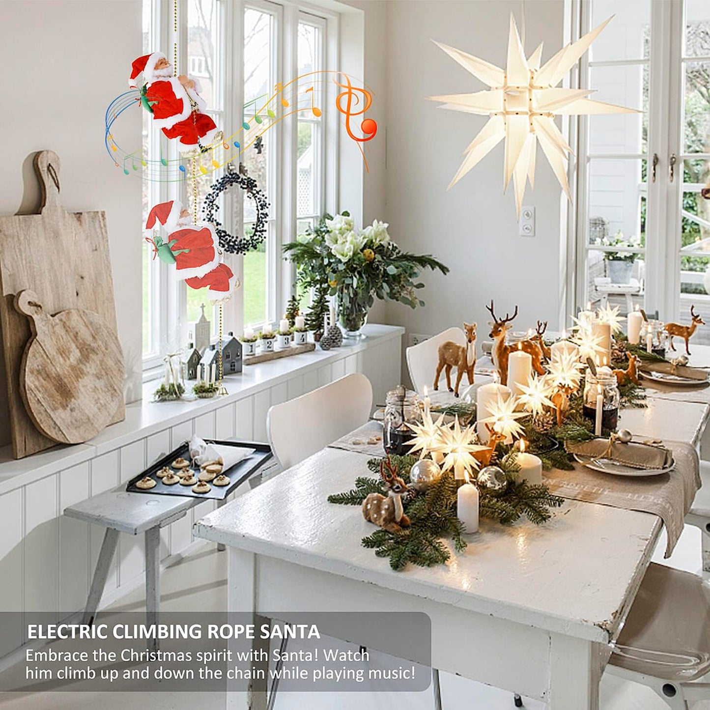 Climbing Santa Claus Christmas Ornament with Lights and Music