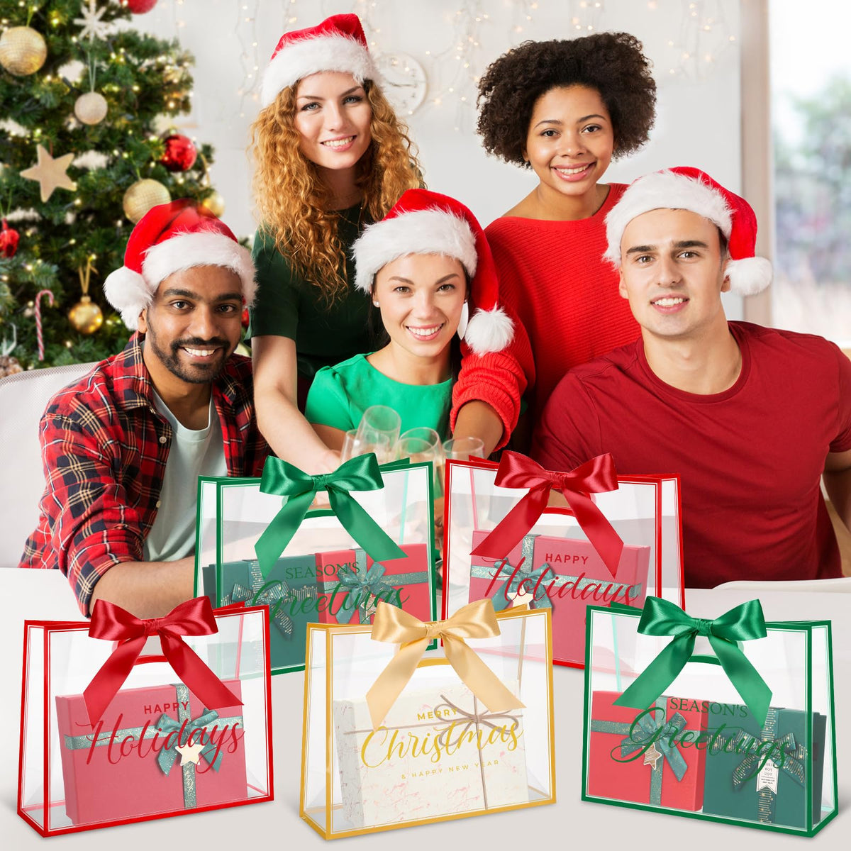 9 Pcs Christmas Clear Gift Bags