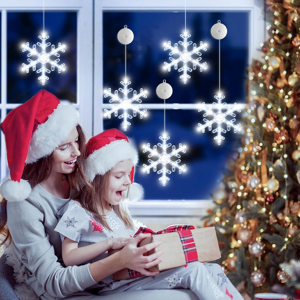 5-Pack Christmas Snowflake Window Lights with Timer