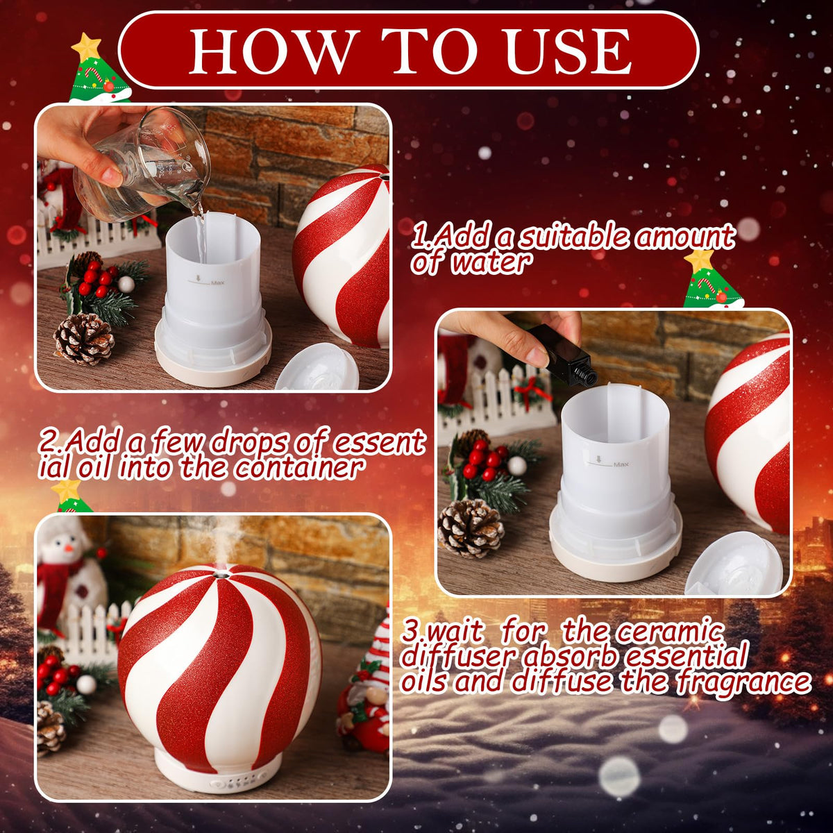 Christmas Gift Essential Oil Diffuser & Aromatherapy Humidifier