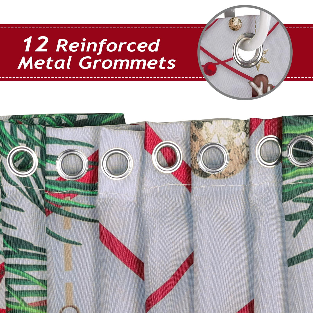 Christmas Gnomes Waterproof Shower Curtain