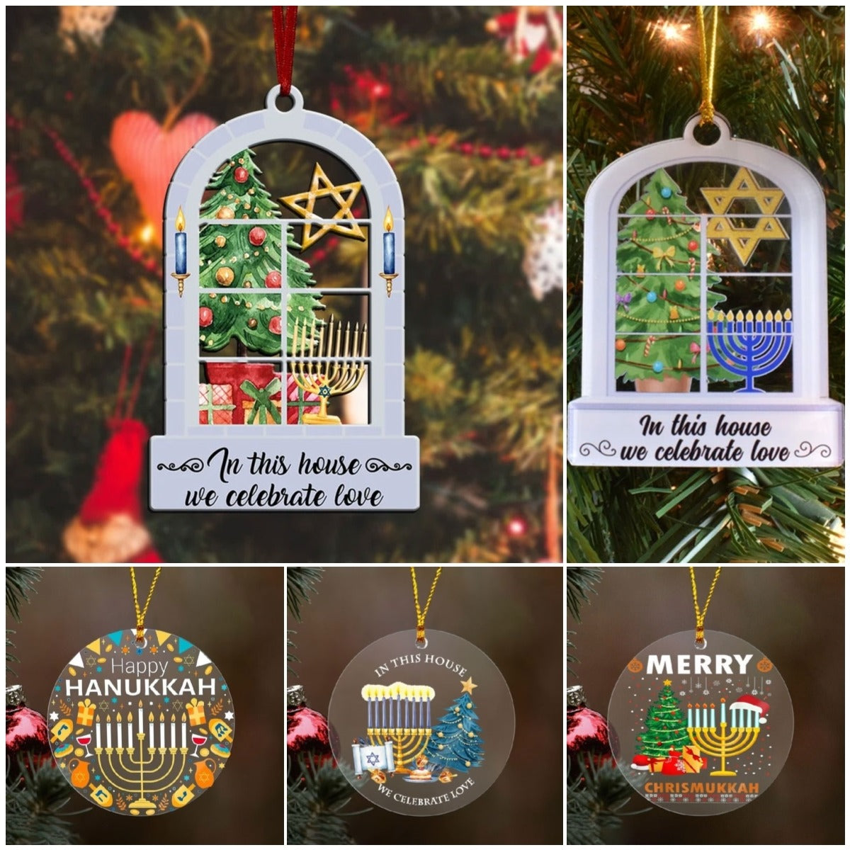 (🔯Christmas Sale 80% OFF!!) - Christmas Hanukkah Acrylic Ornament🎄