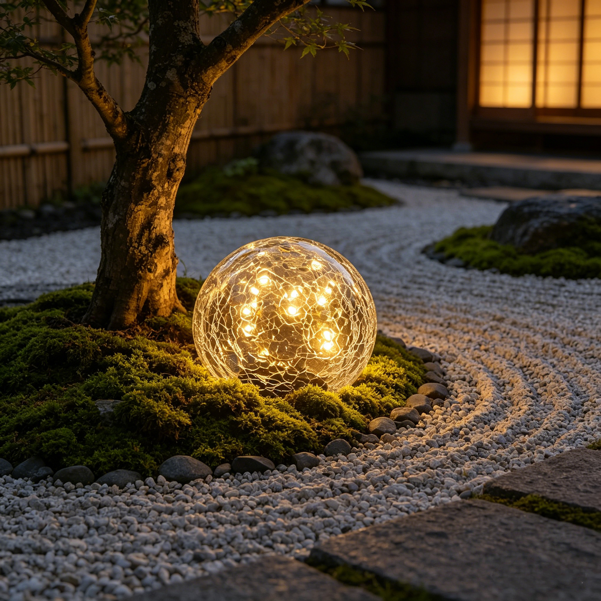 Solar Crackle Glass Globe Garden Light