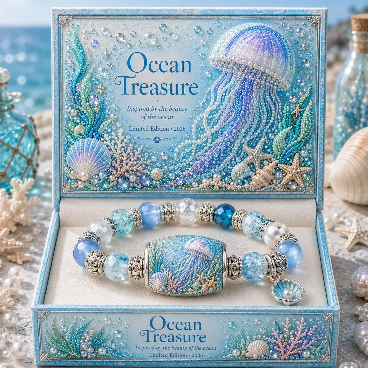 Ocean Theme Charm Bracelet Collection | Blue Beaded Marine Life Jewelry Inspired by the Sea 💙🐚