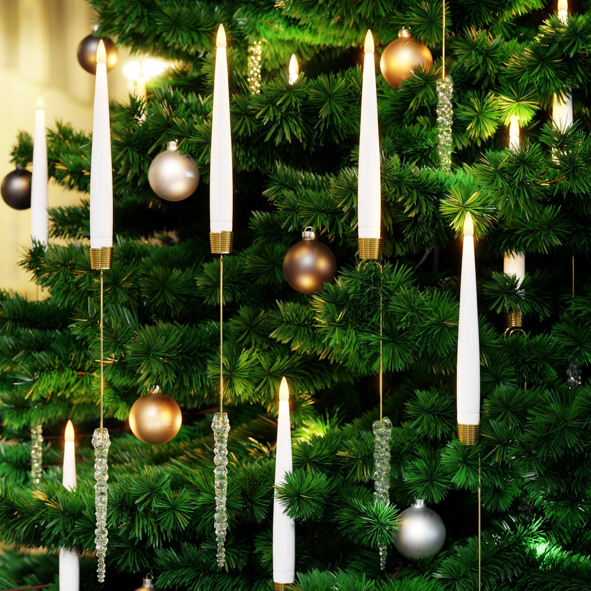 🎄Early Christmas Sale🔥6-Pack Christmas Tree Candles with Crystal Hook