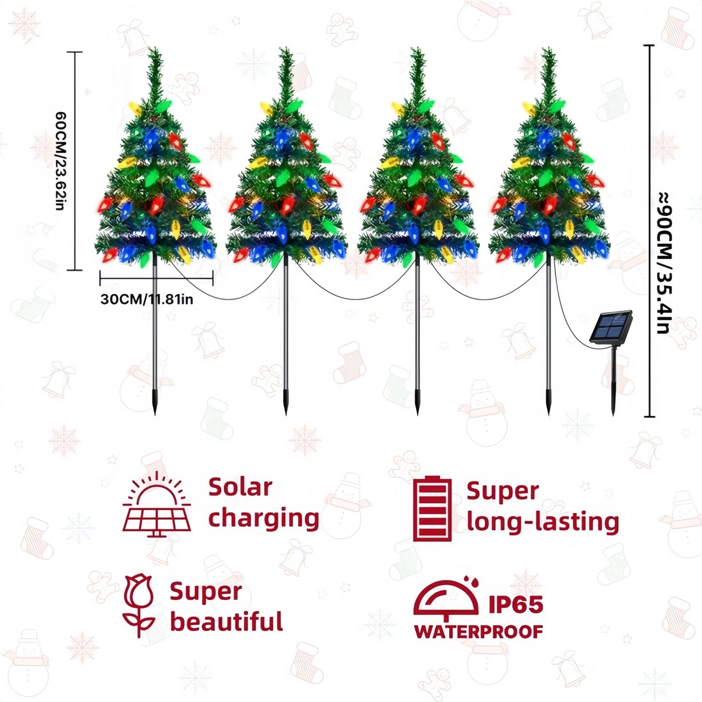 🎄Christmas On Sale🔥Solar Powered Christmas Tree with 20 LED Strawberry Lights