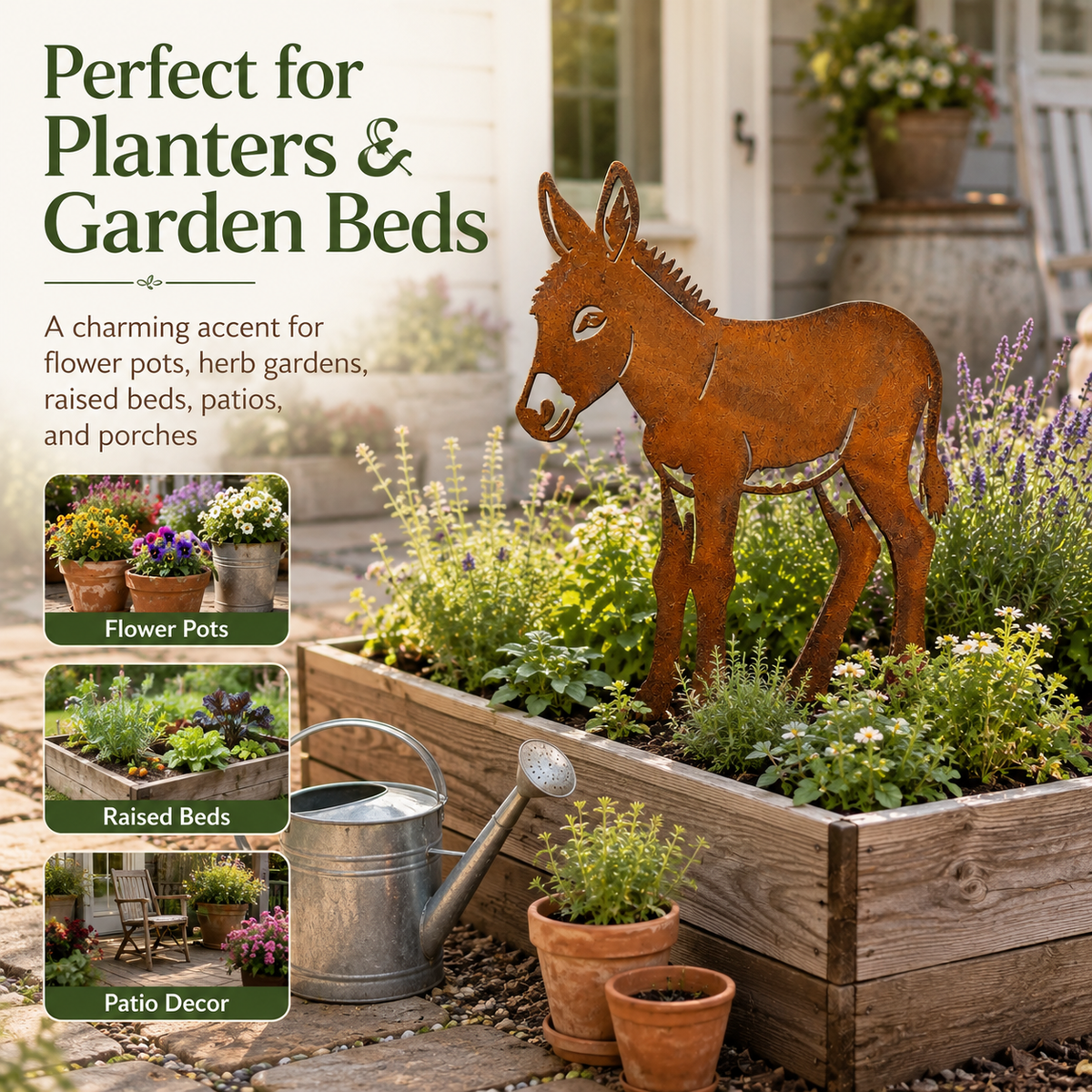 Rusty Donkey Metal Garden Stake