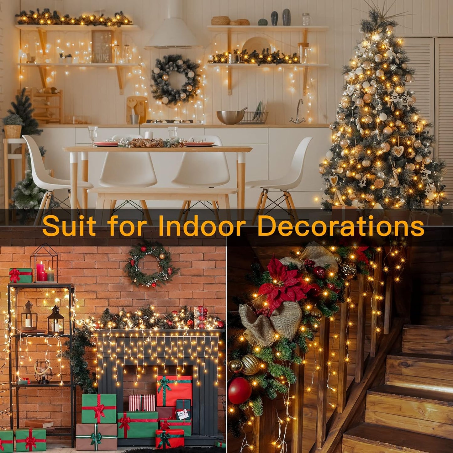 33 FT LED Christmas Icicle Lights with Remote