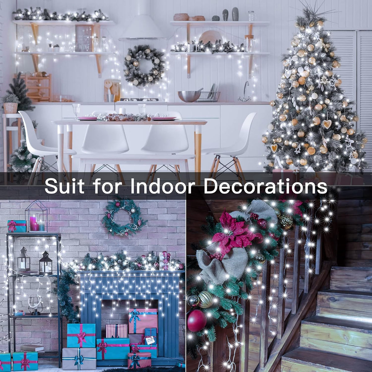 33 FT LED Christmas Icicle Lights with Remote