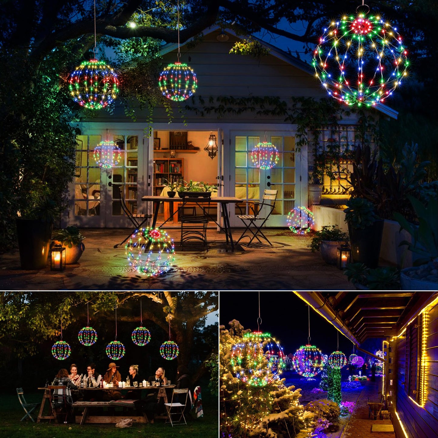 Outdoor Christmas Bright Ball Lights, Durable, Waterproof, Long Lasting