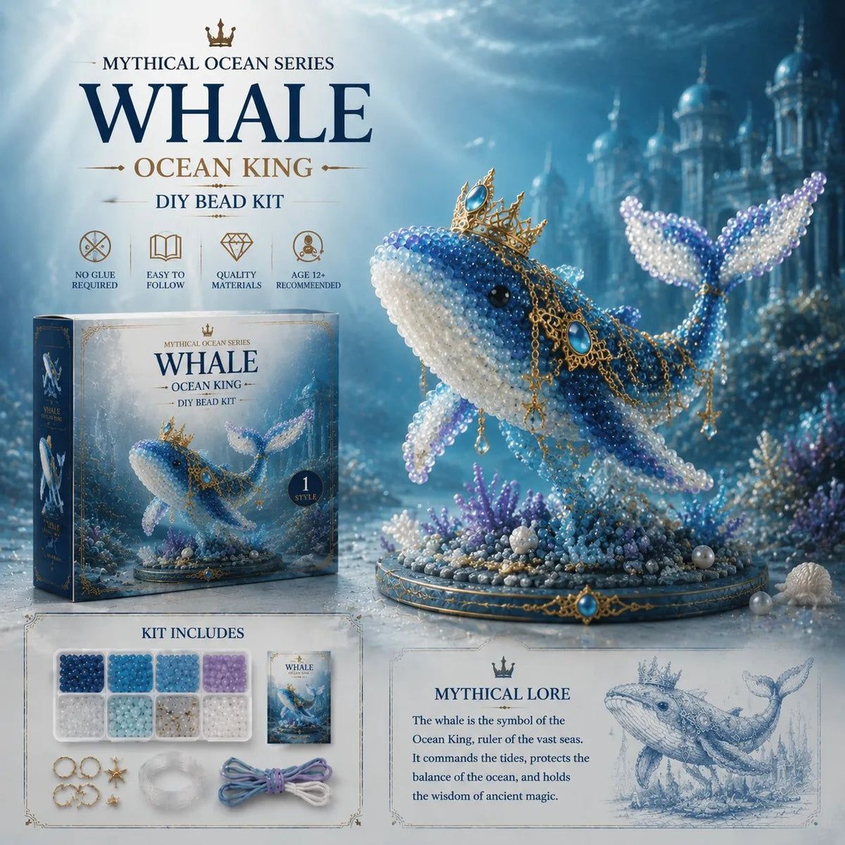 🌊Mythical Ocean DIY Bead Kit | 3D Sea Creature Craft Set – 12 Designs, Beginner Friendly